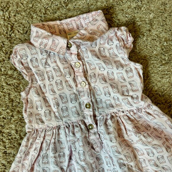Girl's Collared Sleeveless Dress with Sweet Owl Print I Size 9M I Carter’s - Picture 1 of 4